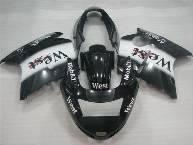 Honda CBR1100XX Blackbird Motorrad Verkleidung 1996-2007 - Glanzendes Schwarz Weiss West