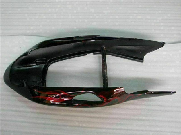 Honda CBR1100XX Blackbird Motorrad Verkleidung 1996-2007 - Glanzendes Schwarz Rot Flamme