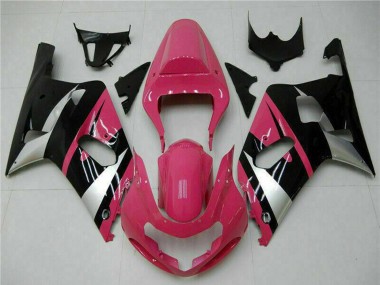 Suzuki GSXR 600/750 Motorrad Verkleidung 2001-2003 - Rosa Silber Glanzendes Schwarz