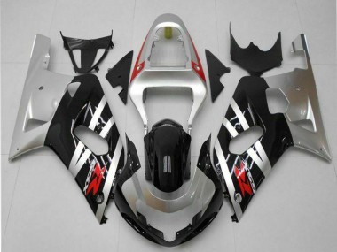 Suzuki GSXR 600/750 Motorrad Verkleidung 2001-2003 - Silber Glanzendes Schwarz Rot