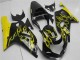 Suzuki GSXR 600/750 Motorrad Verkleidung 2001-2003 - Glanzendes Schwarz Gelb Flamme