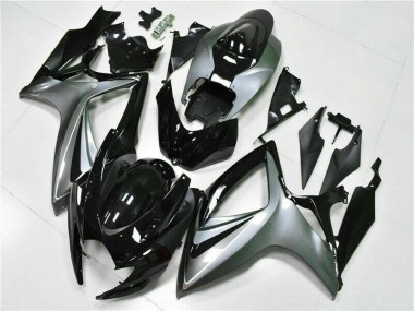 Suzuki GSXR 600/750 Motorrad Verkleidung 2006-2007 - Silber Glanzendes Schwarz