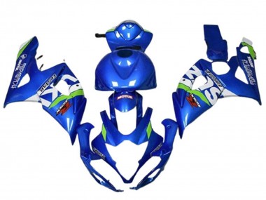 Suzuki GSXR 1000 Motorrad Verkleidung 2005-2006 - Blau Grun Weiss Motul