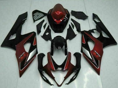 Suzuki GSXR 1000 Motorrad Verkleidung 2005-2006 - Rot Silber Glanzendes Schwarz
