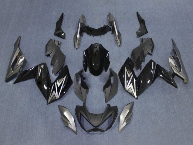 Kawasaki Z250/Z300 Motorrad Verkleidung 2015-2016 - Glanzendes Schwarz Silber