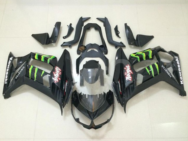 Kawasaki Z1000SX Motorrad Verkleidung 2010-2016 - Glanzendes Schwarz Grun Monster