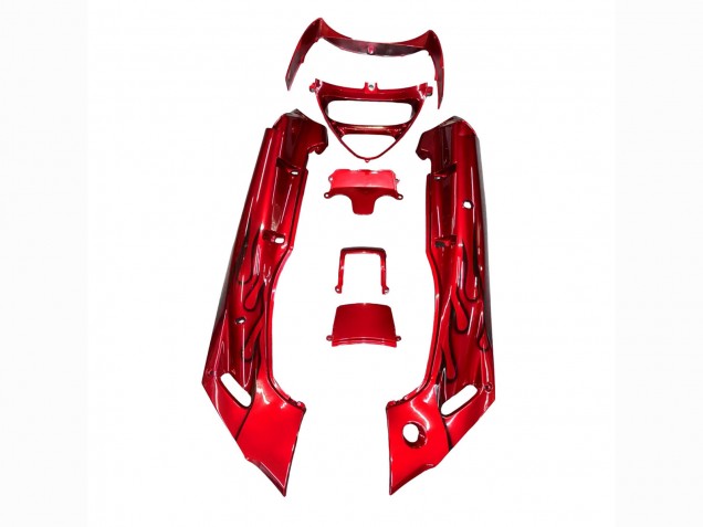 Kawasaki ZZR400 Motorrad Verkleidung 1993-2007 - Rot Schwarz Flamme