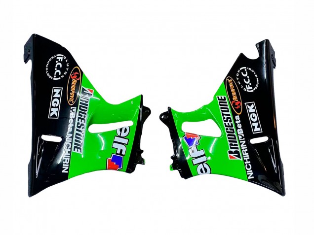 Kawasaki ZZR400 Motorrad Verkleidung 1993-2007 - Grun Glanzendes Schwarz Grun Monster Elf Touch4 Bridgestone