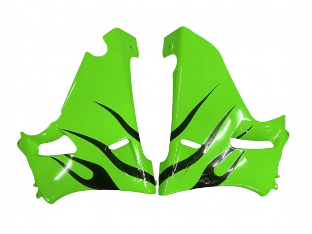 Kawasaki ZZR400 Motorrad Verkleidung 1993-2007 - Grun Glanzendes Schwarz Flamme