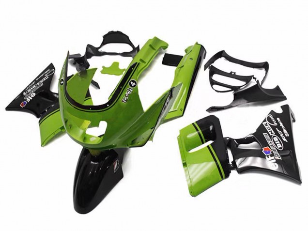 Kawasaki ZZR400 Motorrad Verkleidung 1993-2007 - Grun Glanzendes Schwarz Elf Touch4 Bridgestone
