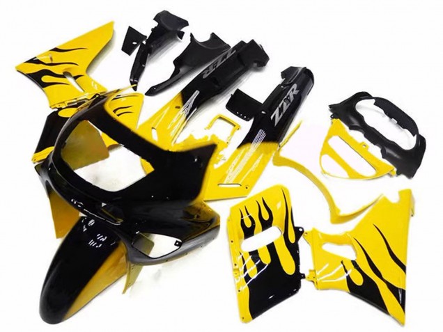 Kawasaki ZZR400 Motorrad Verkleidung 1993-2007 - Gelb Schwarz Flamme