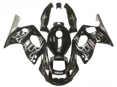 Yamaha YZF600R Thundercat Motorrad Verkleidung 1996-2007 - Glanzendes Schwarz Silber Flamme