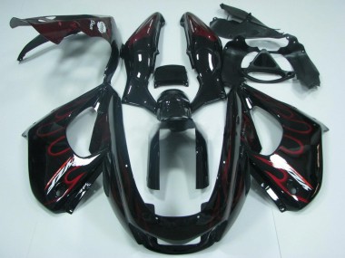 Yamaha YZF 1000R Thunderace Motorrad Verkleidung 1997-2007 - Schwarz mit Rot Flamme