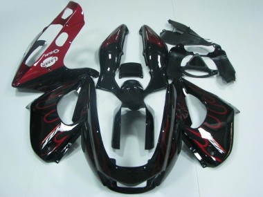 Yamaha YZF 1000R Thunderace Motorrad Verkleidung 1997-2007 - Schwarz mit Rot Flamme