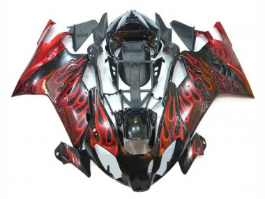 Aprilia RSV1000 Motorrad Verkleidung 2003-2006 - Glanzendes Schwarz Rot Flamme