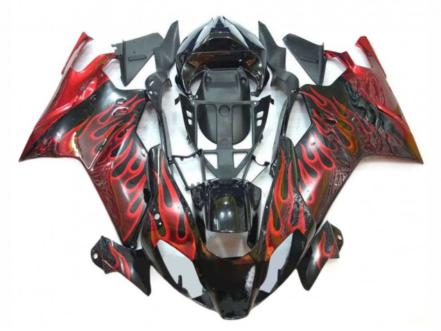 Aprilia RSV1000 Motorrad Verkleidung 2003-2006 - Glanzendes Schwarz Rot Flamme