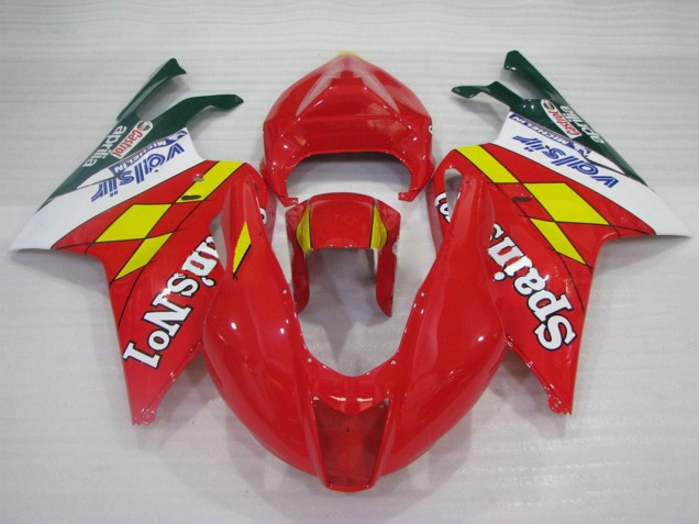 Aprilia RSV1000 Motorrad Verkleidung 2003-2006 - Rot Gelb Weiss Spains No1 Valsir Castrol