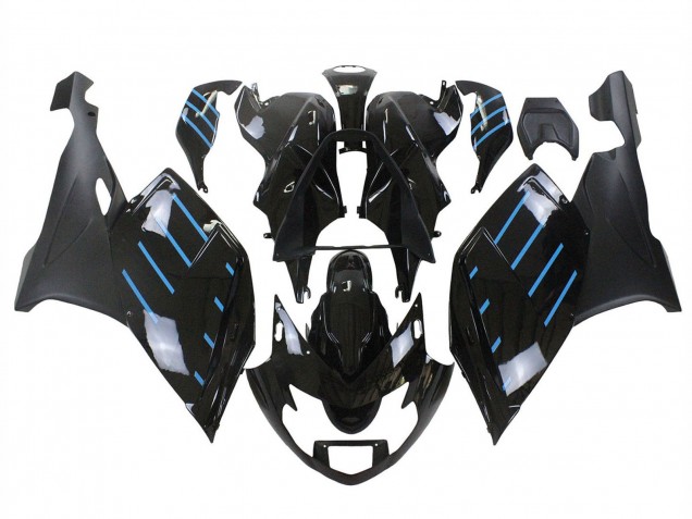 BMW K1200S Motorrad Verkleidung 2005-2010 - Glanzendes Schwarz Matt Schwarz Blau Linie
