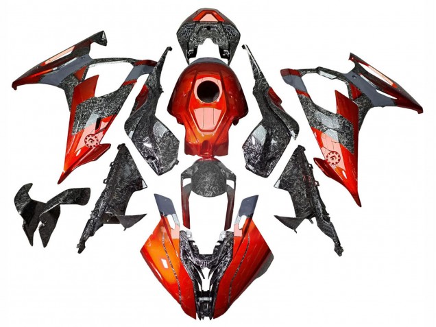 BMW S1000RR Motorrad Verkleidung 2019-2022 - Dunkel Orange Geschmiedet Carbonfaser