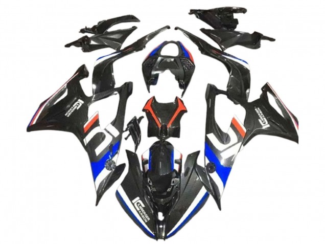 BMW S1000RR Motorrad Verkleidung 2019-2022 - Schwarz Weiss Blau Kohlefaser
