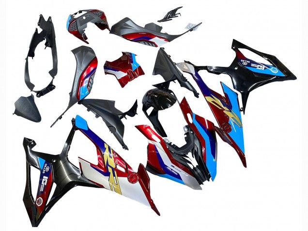BMW S1000RR Motorrad Verkleidung 2019-2022 - Weiss Blau Rot Schwarz