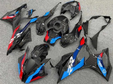 BMW S1000RR Motorrad Verkleidung 2019-2022 - Schwarz Blau Rot Carbonfaser