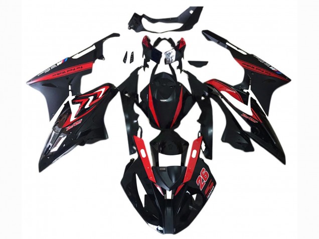 BMW S1000RR Motorrad Verkleidung 2017-2018 - Rot Glanzendes Schwarz Matt Schwarz