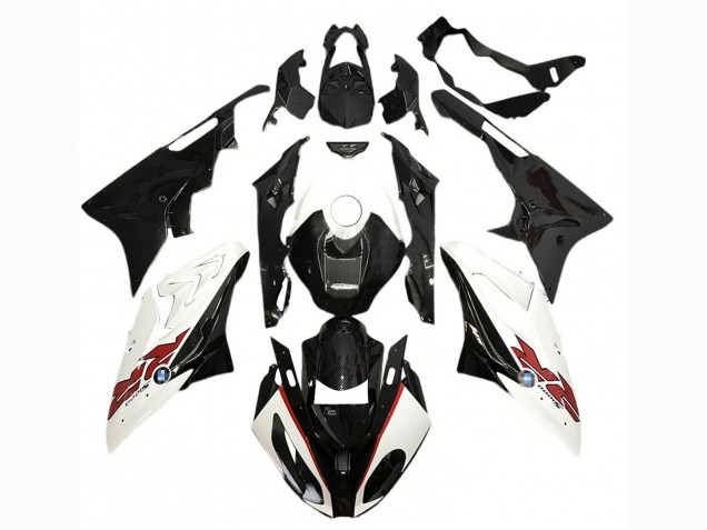 BMW S1000RR Motorrad Verkleidung 2017-2018 - Weiss Glanzendes Schwarz