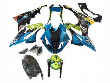 BMW S1000RR Motorrad Verkleidung 2017-2018 - Blau Gelb Hai
