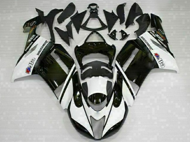 Kawasaki ZX6R Motorrad Verkleidung 2007-2008 - Schwarz Weiss