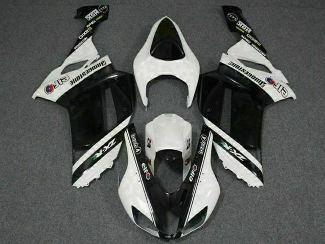 Kawasaki ZX6R Motorrad Verkleidung 2007-2008 - Schwarz Weiss Elf