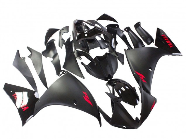 Yamaha YZF 1000 R1 Motorrad Verkleidung 2009-2011 - Matt Schwarz Rot Aufkleber