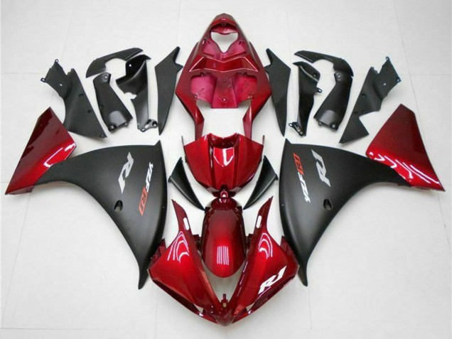 Yamaha YZF 1000 R1 Motorrad Verkleidung 2009-2011 - Rot Matt Schwarz