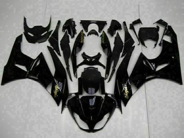 Kawasaki ZX6R Motorrad Verkleidung 2009-2012 - Glanzendes Schwarz Gold Ninja