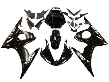 Yamaha YZF R6 Motorrad Verkleidung 2003-2004 - Glanzendes Schwarz Weiss Aufkleber