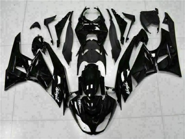 Kawasaki ZX6R Motorrad Verkleidung 2009-2012 - Glanzendes Schwarz Weiss Ninja