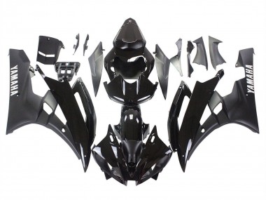Yamaha YZF 600 R6 Motorrad Verkleidung 2006-2007 - Glanzendes Schwarz Matt Schwarz