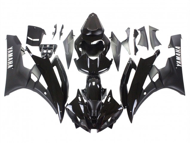 Yamaha YZF 600 R6 Motorrad Verkleidung 2006-2007 - Glanzendes Schwarz Matt Schwarz