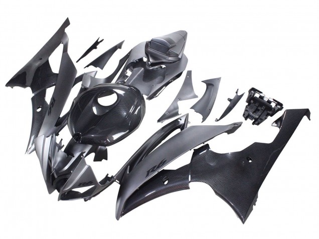 Yamaha YZF 600 R6 Motorrad Verkleidung 2008-2016 - Grau Schwarz Carbonfaser Stil
