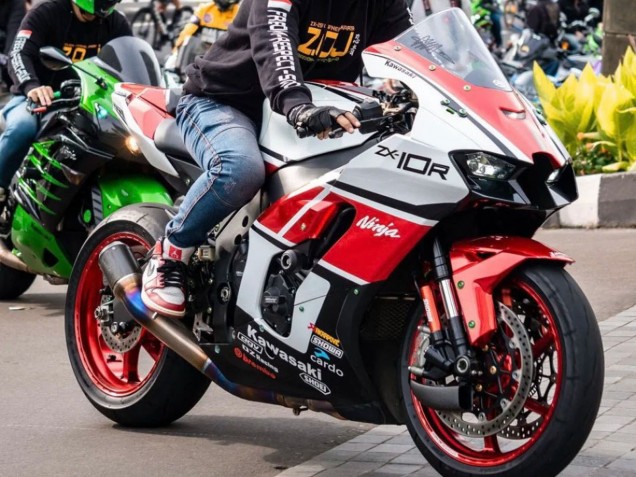 Kawasaki ZX10R Motorrad Verkleidung 2021-2026 - Weiss Rot Schwarz