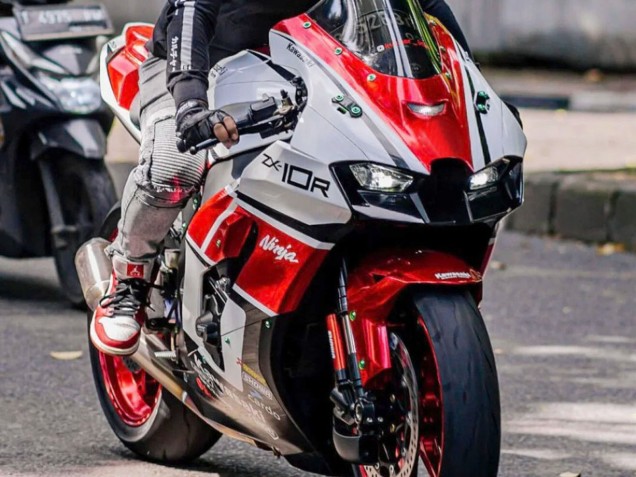 Kawasaki ZX10R Motorrad Verkleidung 2021-2026 - Weiss Rot Schwarz