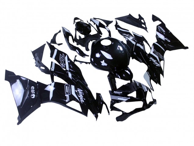 Kawasaki ZX6R Motorrad Verkleidung 2019-2022 - Glanzendes Schwarz Weiss