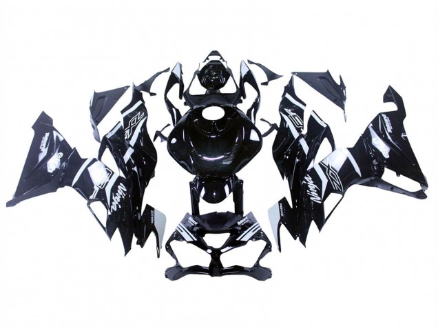 Kawasaki ZX6R Motorrad Verkleidung 2019-2022 - Glanzendes Schwarz Weiss