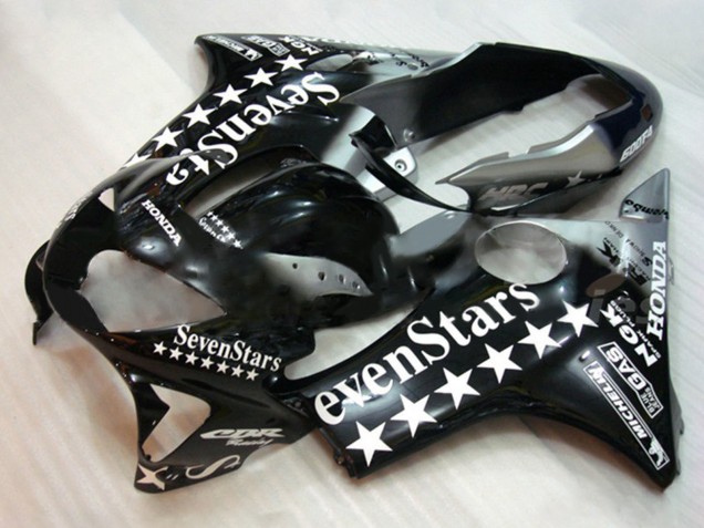 Honda CBR600 F4 Motorrad Verkleidung 1999-2000 - Glanzendes Schwarz Weiss SevenStars