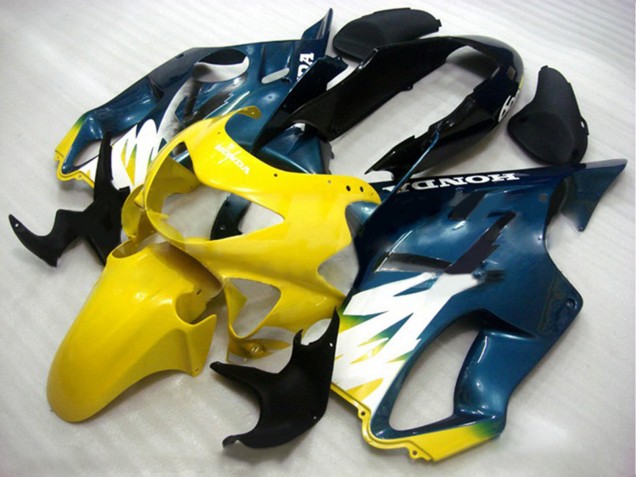 Honda CBR600 F4 Motorrad Verkleidung 1999-2000 - Gelb Dunkel Blau Glanzendes Schwarz