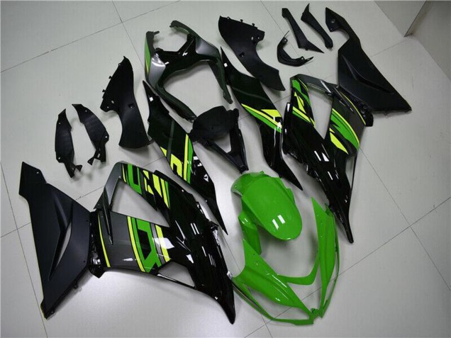 Kawasaki ZX6R Motorrad Verkleidung 2013-2018 - Grun Gelb Glanzendes Schwarz Matt Schwarz