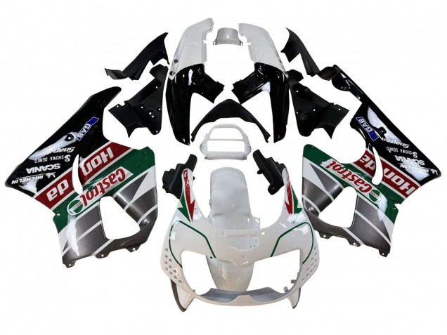 Honda CBR900RR 893 Motorrad Verkleidung 1996-1997 - Weiss Grun Grau Glanzendes Schwarz Castrol