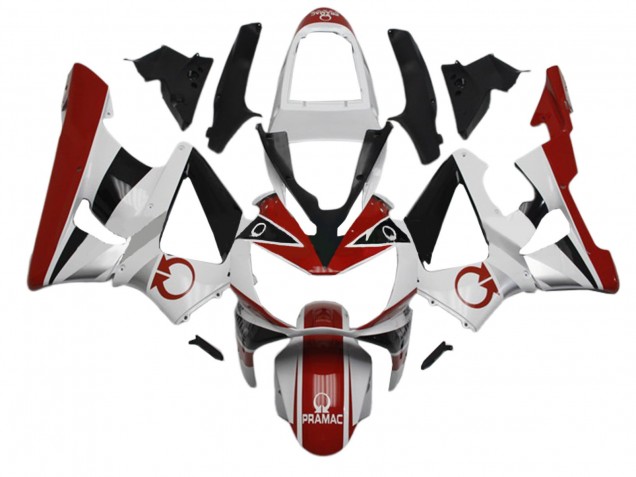 Honda CBR900RR 929 Motorrad Verkleidung 2000-2001 - Weiss Rot Glanzendes Schwarz Pramac