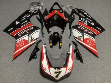 Ducati 848/1098/1198 Motorrad Verkleidung Kit 2007-2014 - Weiss Rot Glanzendes Schwarz