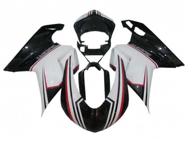 Ducati 848/1098/1198 Motorrad Verkleidung 2007-2014 - Weiss Rot Glanzendes Schwarz